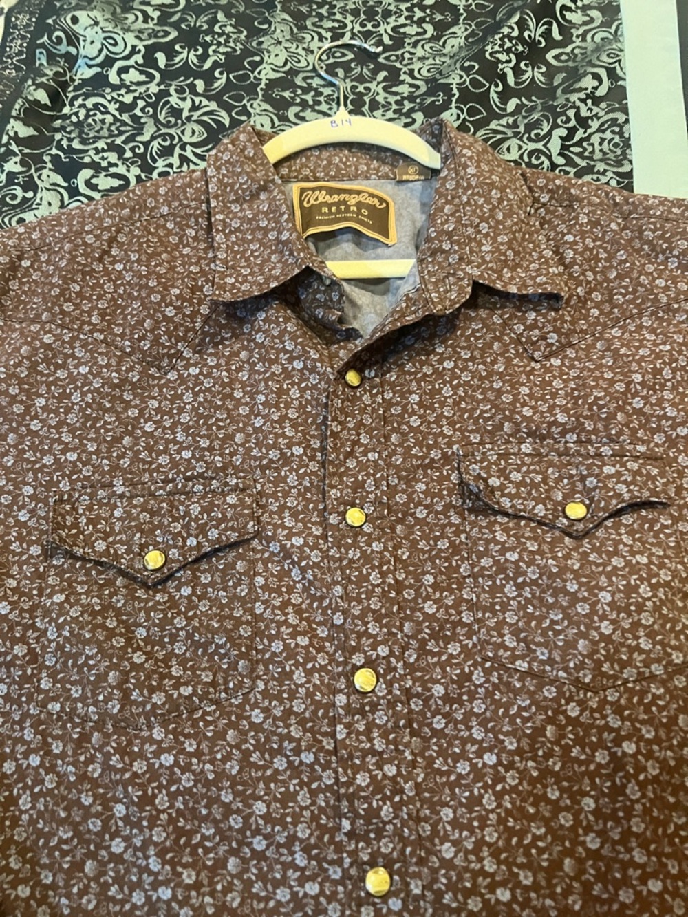 Wrangler RETRO Brown Floral-Print Long-Sleeve Button-Down Shirt - Picture 4 of 7